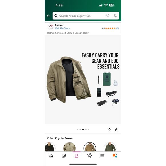 Men XL multi-pockets cargo utility CCW Concealed Carry sports Jacket Never worn - Picture 9 of 16